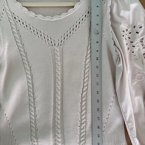 NWoT By Anthropologie Cutwork Puff-Sleeve Sweater women color pearl size Small - Picture 15 of 16